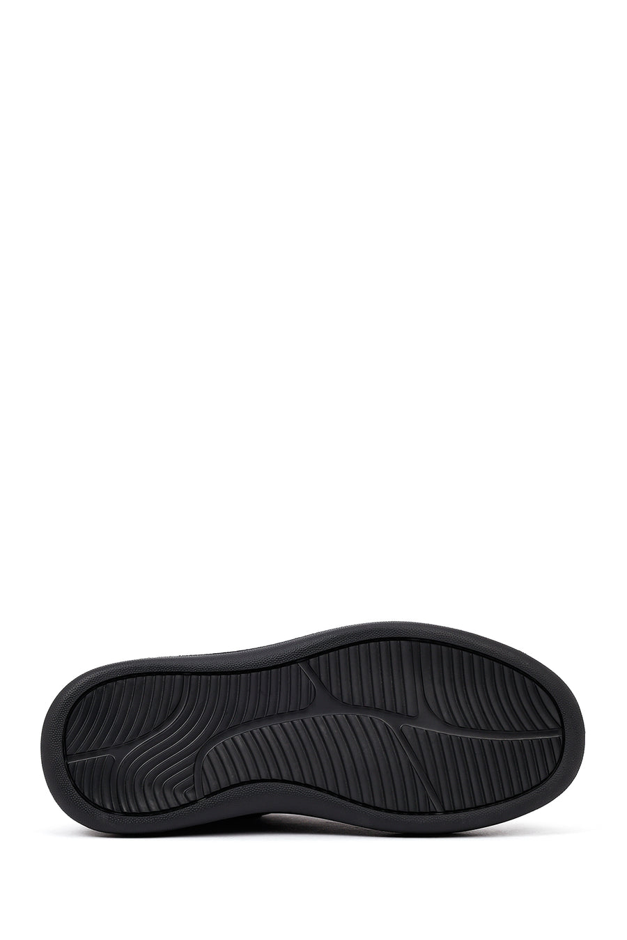 Men's Black Lace-Up Thick-Soled Leather Sneaker