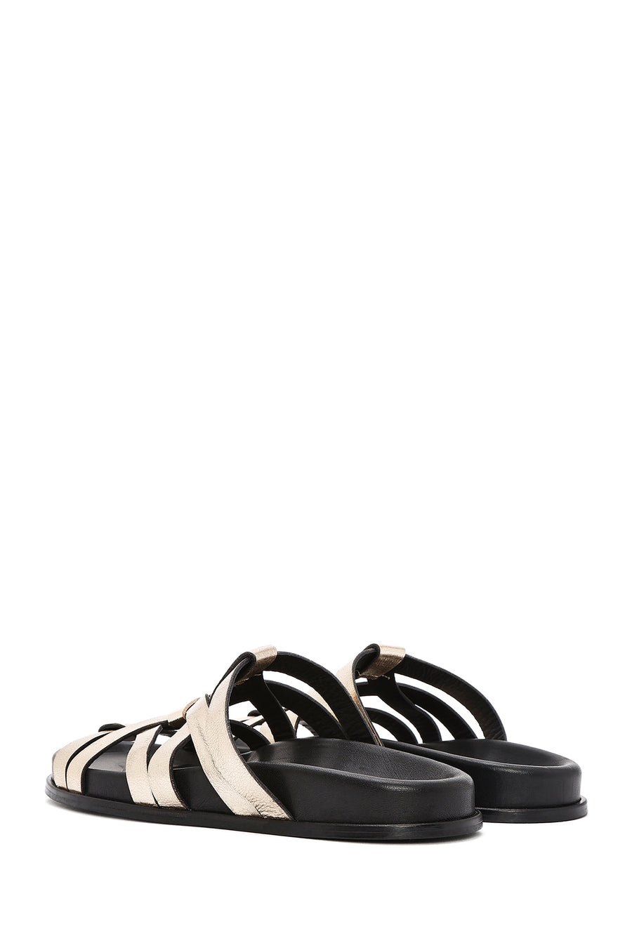 Women's Gold Leather Metallic Slippers