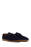 Men's Navy Blue Lace-up Suede Leather Casual Shoes | Derimod