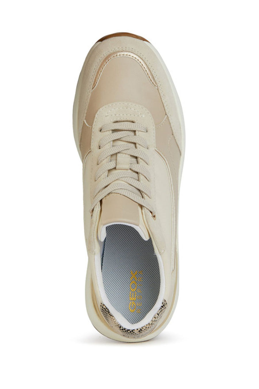Geox Women's Beige Spherica Ec11 Thick Soled Lace-up Leather Sneaker