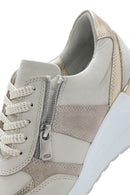 Women's Beige Wedge Heel Side Zip Leather Sneakers | Derimod