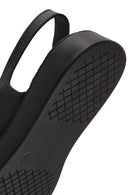 Women's Black Thick Soled Leather Comfort Sandals | Derimod