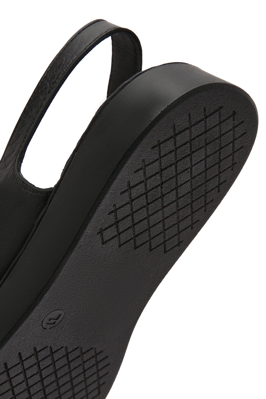 Women's Black Thick Soled Leather Comfort Sandals
