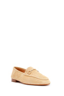 Women's Beige Buckle Suede Leather Loafer | Derimod