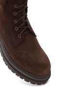 Women's Brown Zippered Suede Leather Boots | Derimod