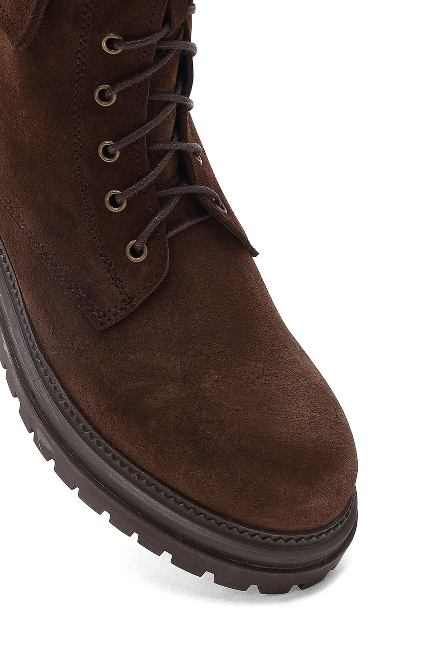 Women's Brown Zippered Suede Leather Boots