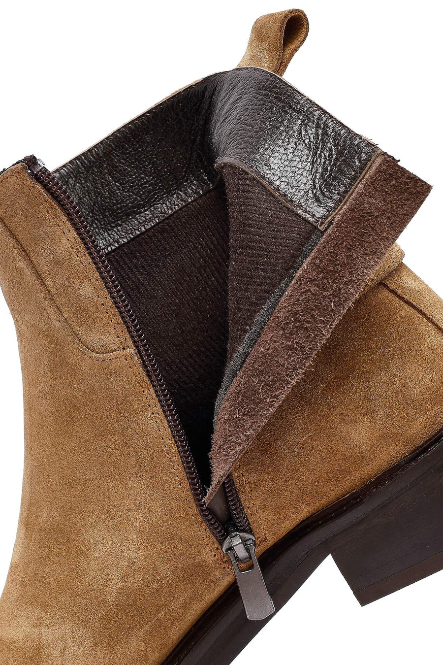 Woman Mink Zippered Suede Leather Boat