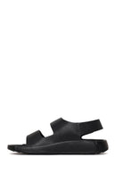 Male Black Strap Leather Sandals | Derimod