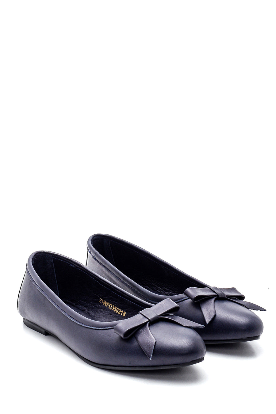 Women's Leather Bow Detailed Ballerinas