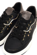 Kadın Siyah Bağcıklı Kalın Tabanlı Deri Sneaker | Derimod