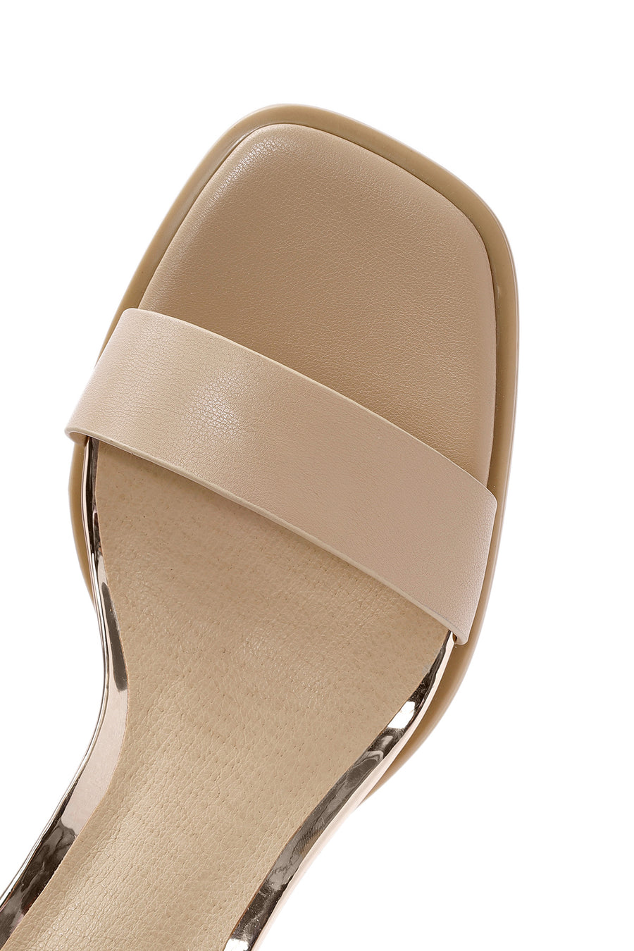 Women's Beige Ankle Strap Heeled Sandals