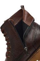 Men's Brown Zippered Thick-Soled Leather Boots | Derimod