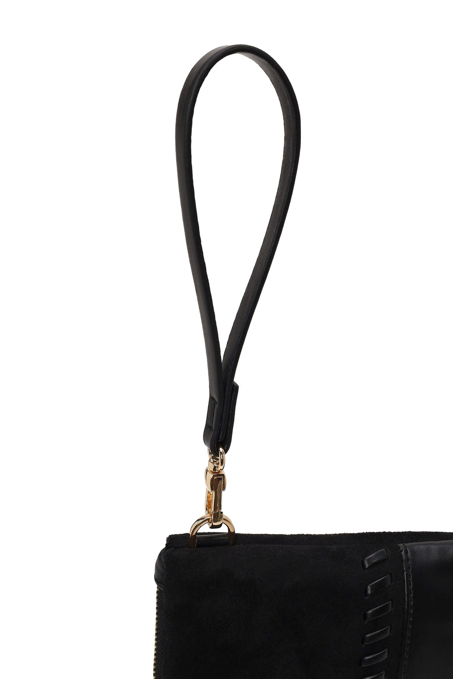 Woman Black Braided Chain-Strap Clutch Bag