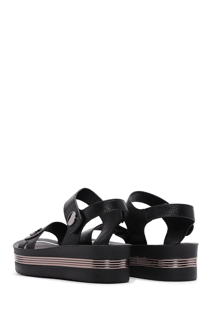 Women's Black Ankle Strap Thick Soled Sandals