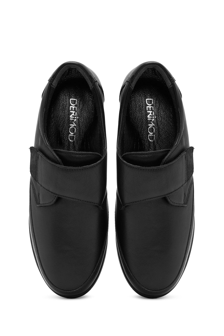 Woman Black Thick-Soled Leather Comfort Shoes