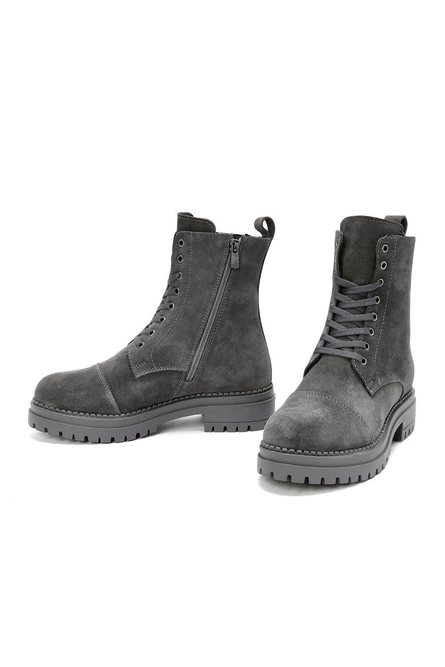 Women's Gray Suede Leather Boots