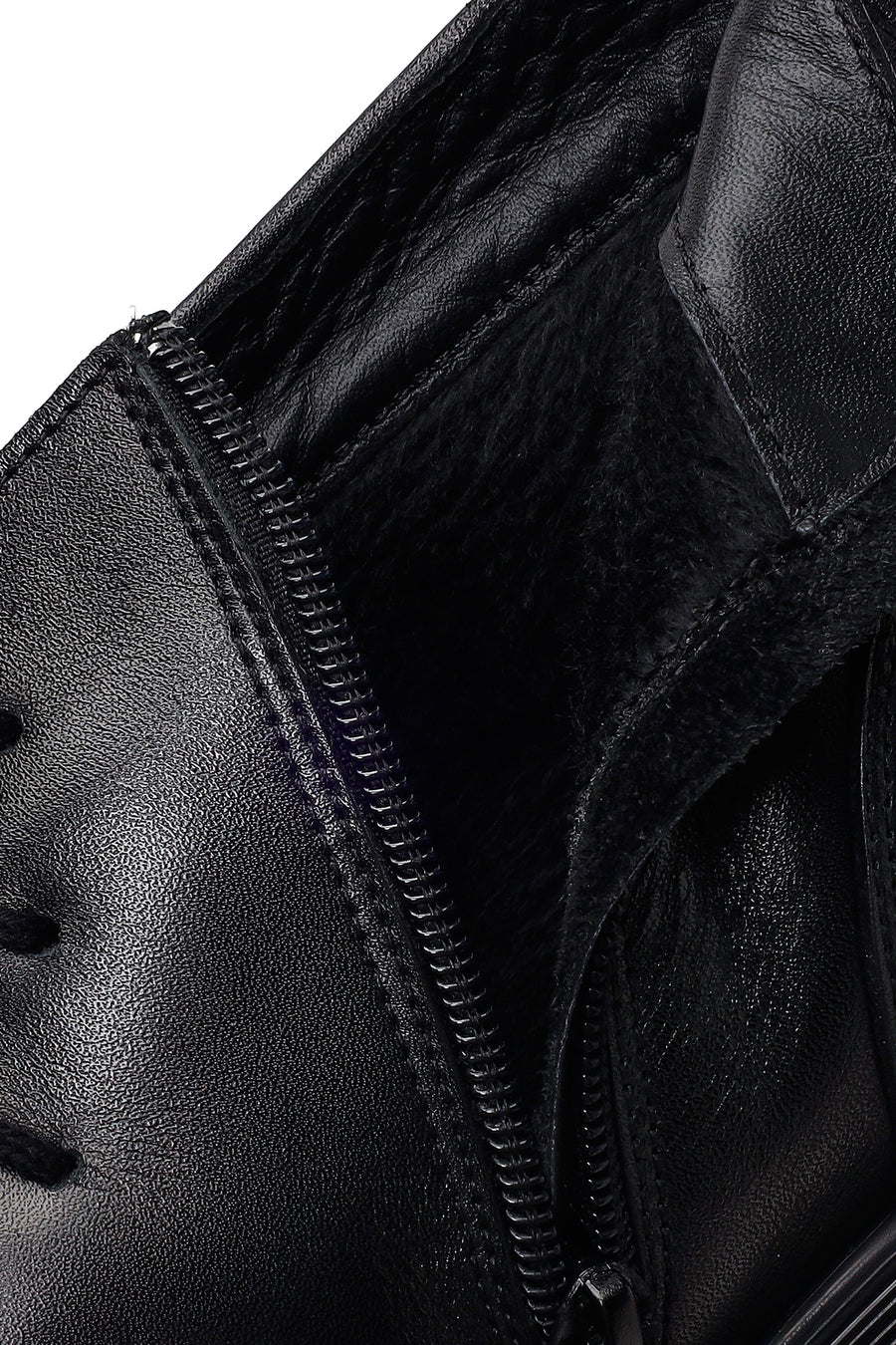Male Black Lace-up Zip Closure Leather Casual Boots