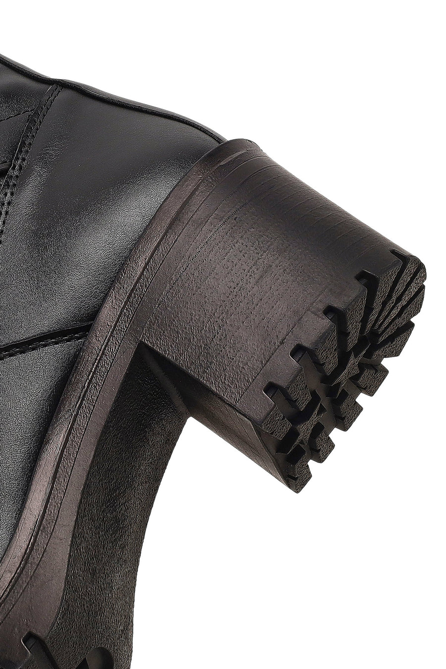 Women's Black Zippered Thick Heeled Boots