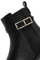 Woman Black Zippered Leather Boat | Derimod