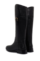 Geox Women's Black Tormalina Zippered Leather Heeled Boots | Derimod