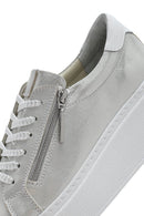 Kadın Gümüş Kalın Tabanlı Yandan Fermuarlı Deri Sneaker | Derimod