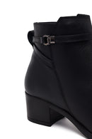 Woman Black Zip Closure Short-Heeled Leather Boots | Derimod