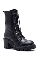 Women's Leather Zippered Heeled Boots | Derimod