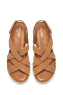 Woman Tan Chunky-Soled Leather Comfort Sandals | Derimod