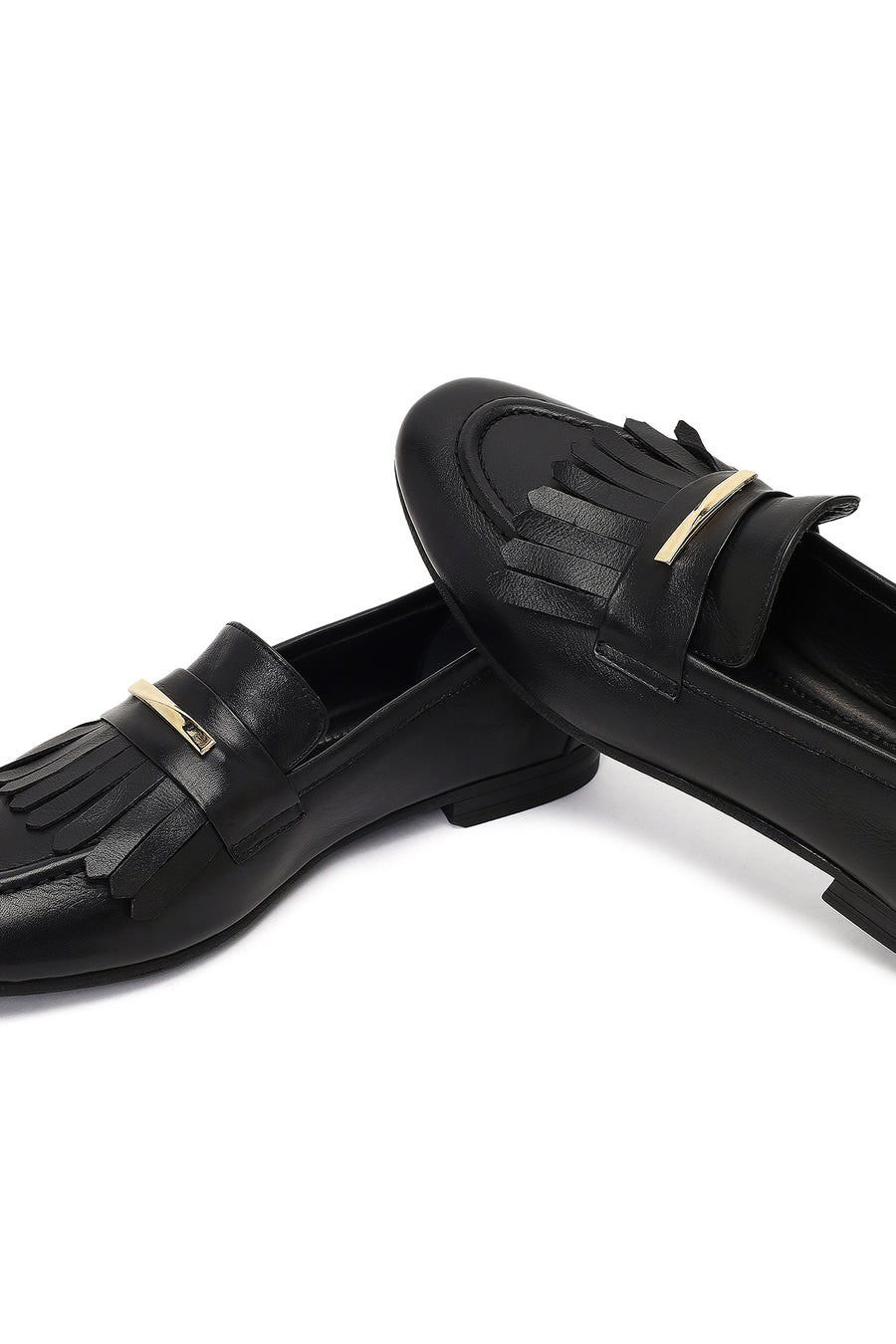 Kadın Siyah Tokalı Deri Loafer