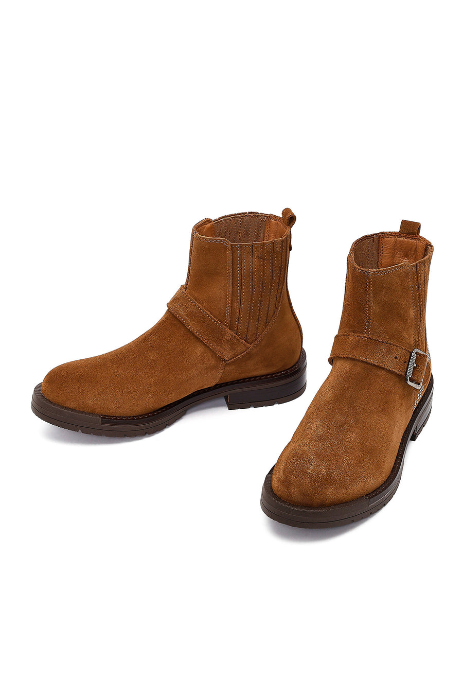 Women's Tan Suede Leather Chelsea Boots