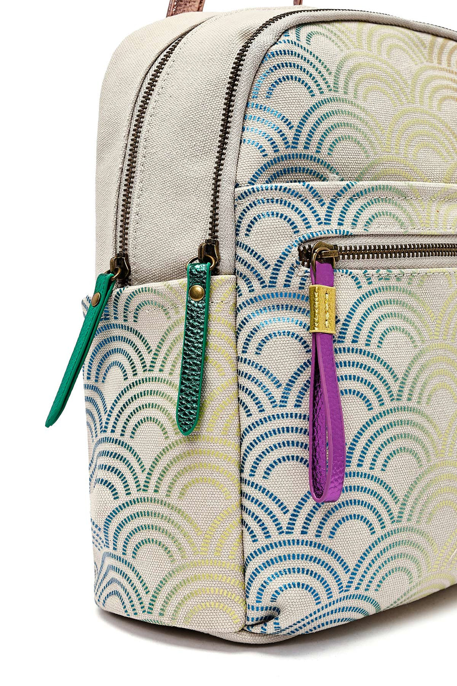 Women's Beige Hologram Patterned Backpack