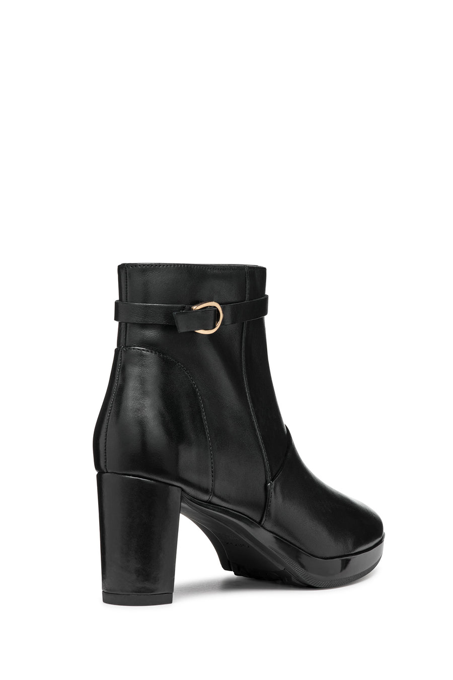 Geox Women's Black D Walk Pleasure Zippered Thick Heel Leather Boots