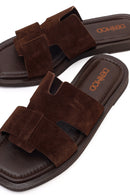 Women's Brown Suede Leather Slippers | Derimod