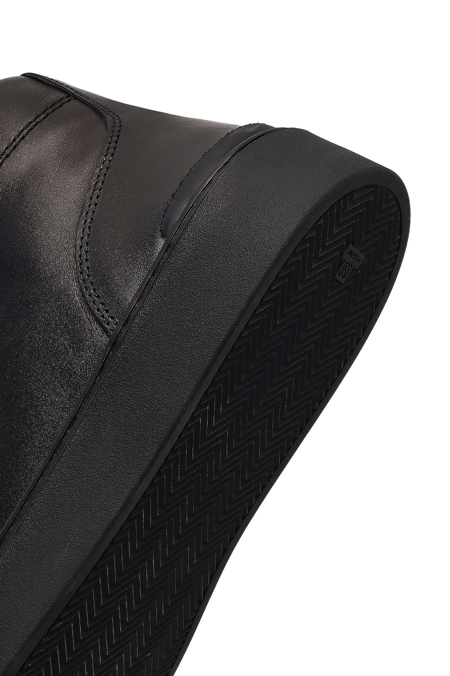 Men's Black Zippered Thick-Soled Leather Sports Boots