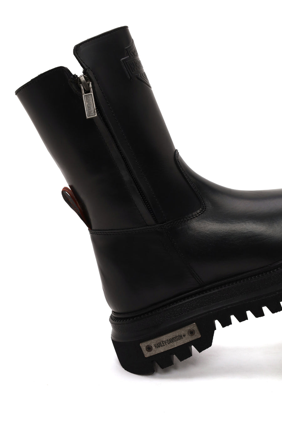 Harley Davidson Woman Black River Zip Closure Thick-Soled Leather Boots