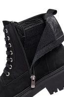 Woman Black Zippered Leather Postal Boots | Derimod