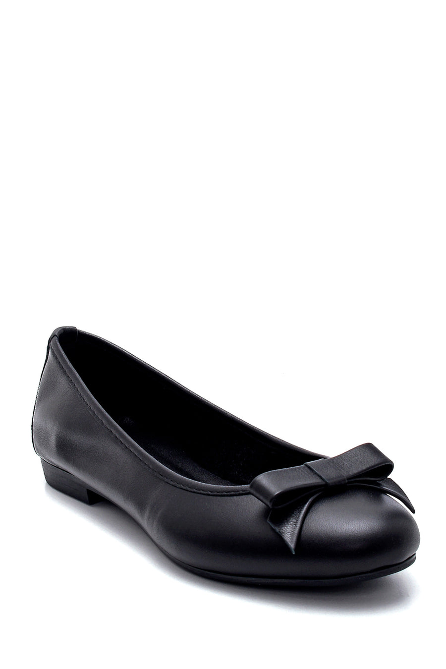 Women's Leather Bow Detailed Ballerinas