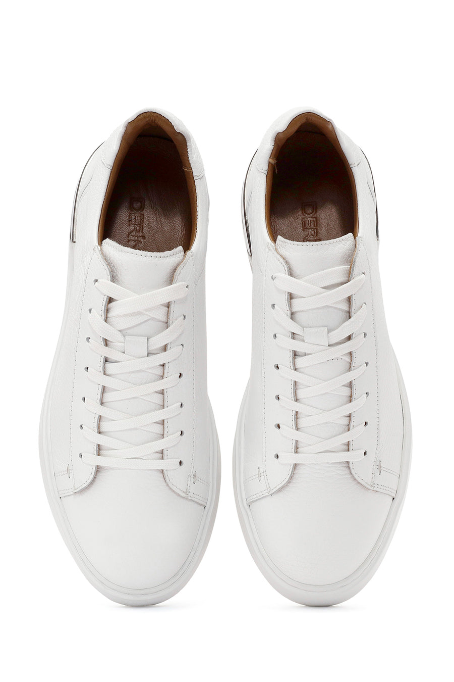 Erkek Beyaz Bağcıklı Deri Sneaker
