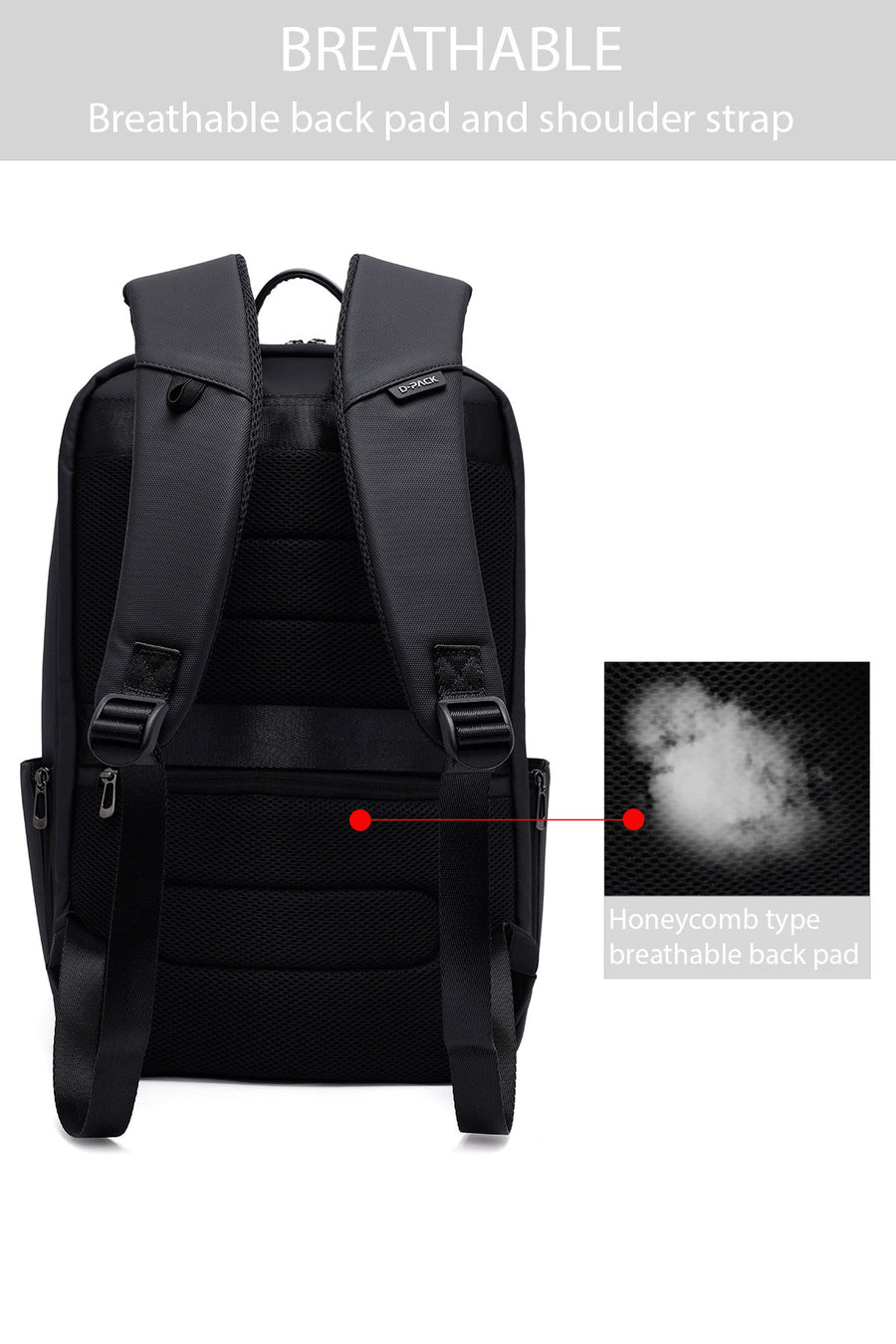 D-Pack Unisex Black Backpack