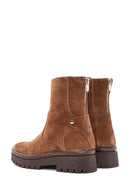 Women's Tan Zippered Suede Leather Boots | Derimod