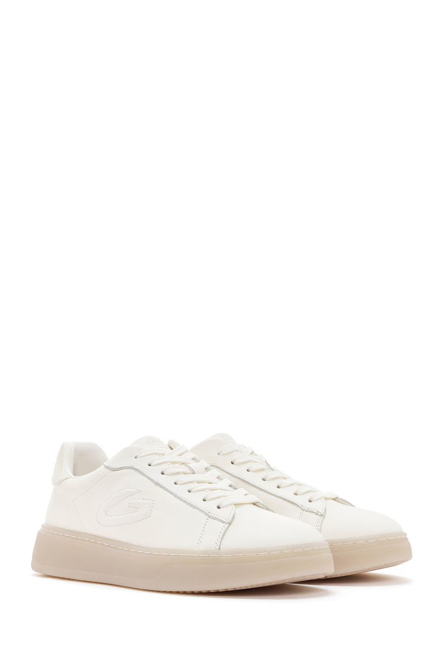 Alberto Guardiani Men's White New Era Lace-Up Leather Sneakers