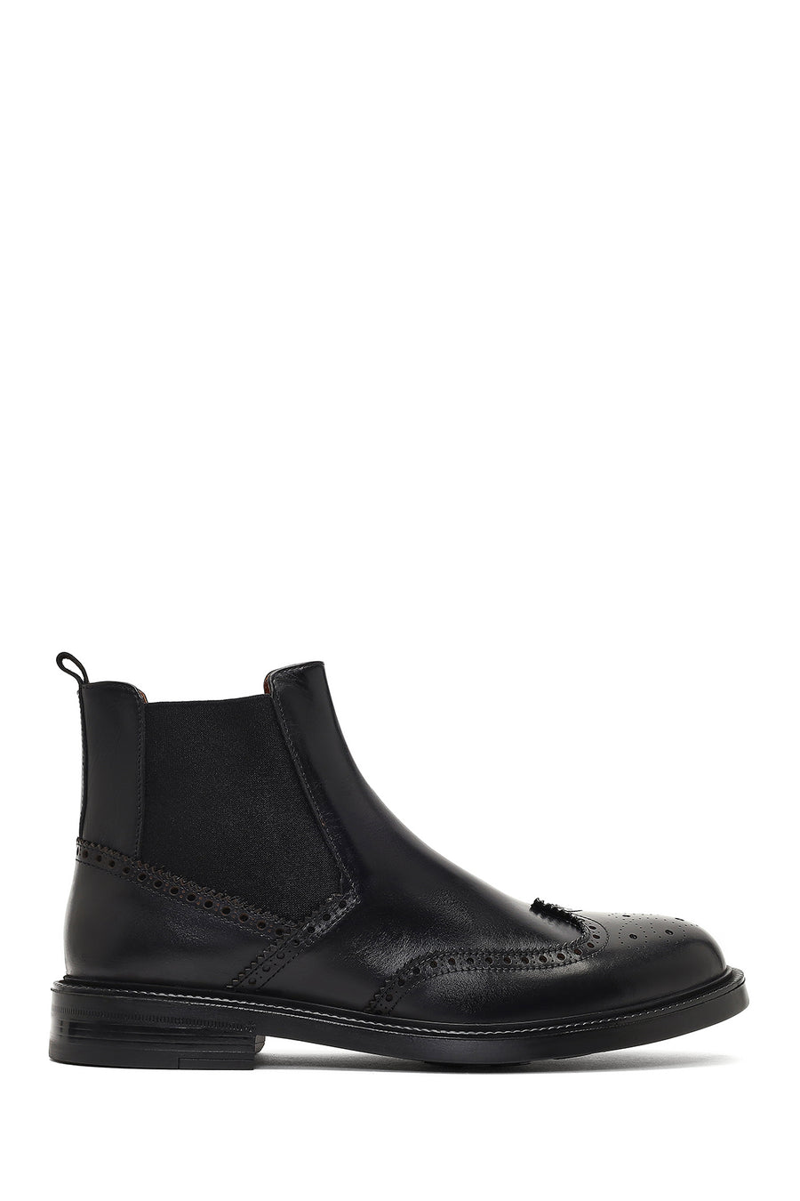 Men's Black Leather Chelsea Boot 25WFD724718 | Derimod