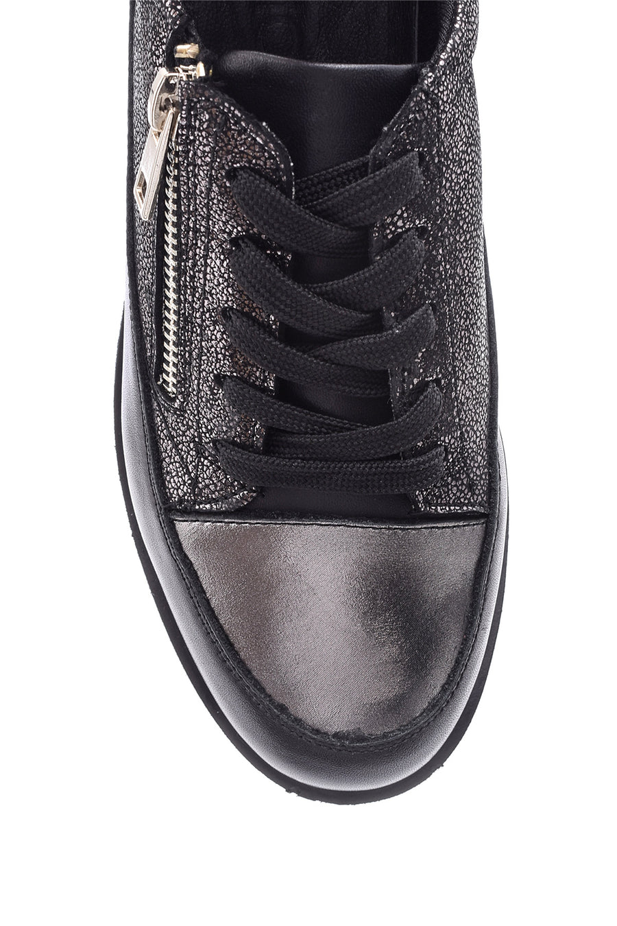 Women's Zipper Detailed Leather Sports Shoes