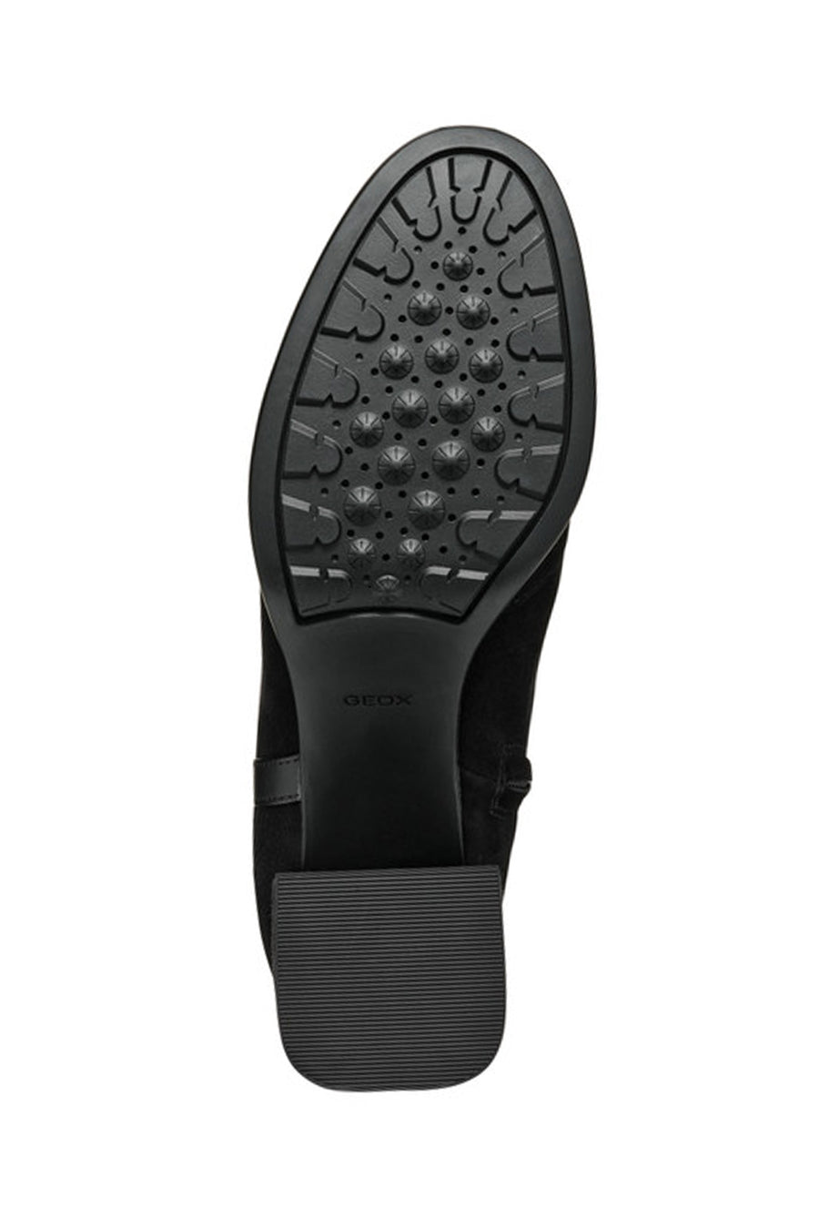 Geox Woman Black Zippered Chunky Heel Leather Boat