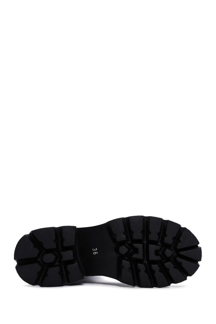 Women's Black Thick High-Sole Zippered Leather Boots