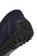 Men's Navy Blue Nubuck Leather Casual Loafer | Derimod