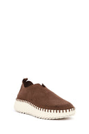 Woman Brown Thick-Soled Patterned Suede Comfort Shoe | Derimod