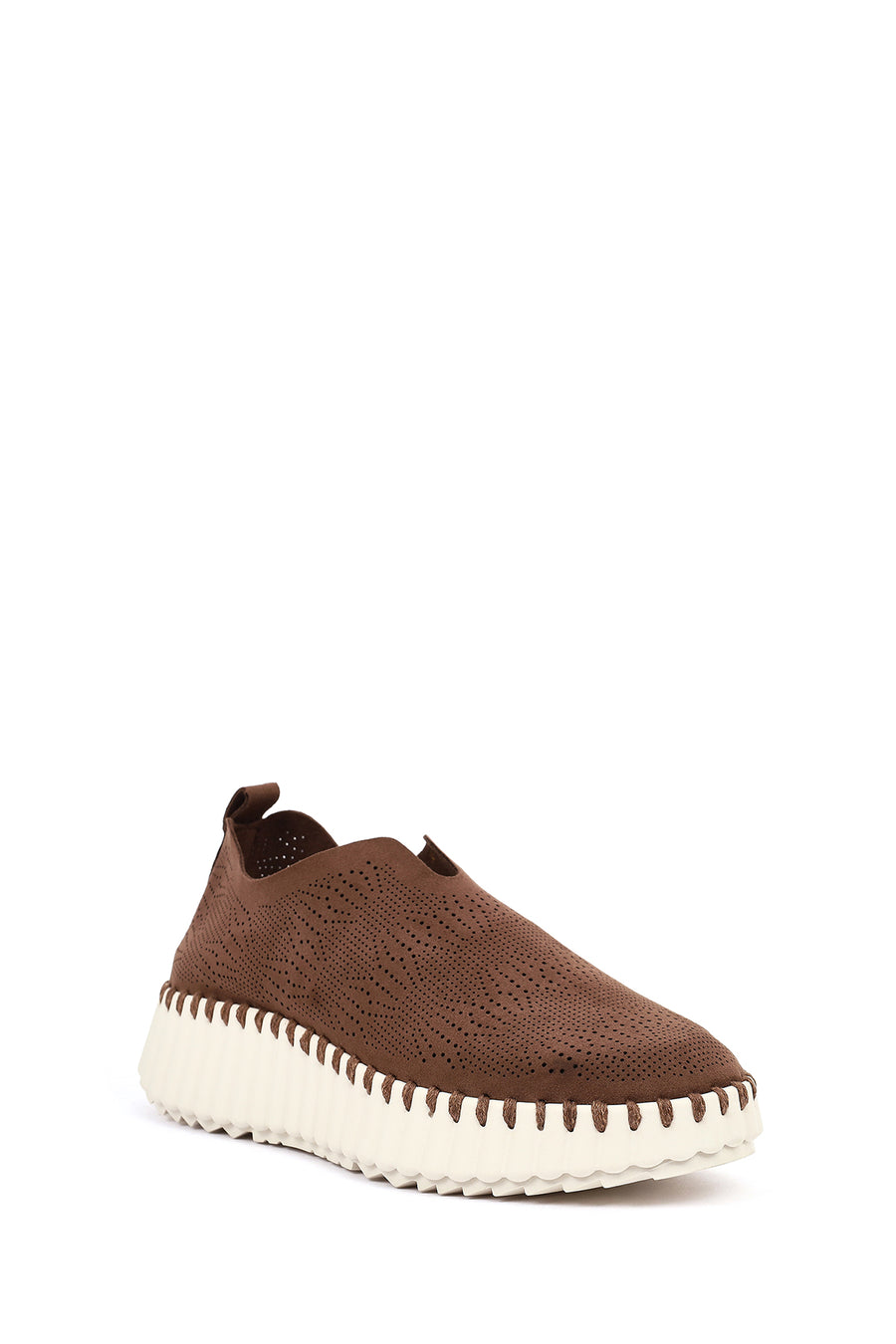 Woman Brown Thick-Soled Patterned Suede Comfort Shoe