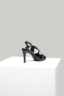 Women's Black Faux Leather Sandals | Derimod