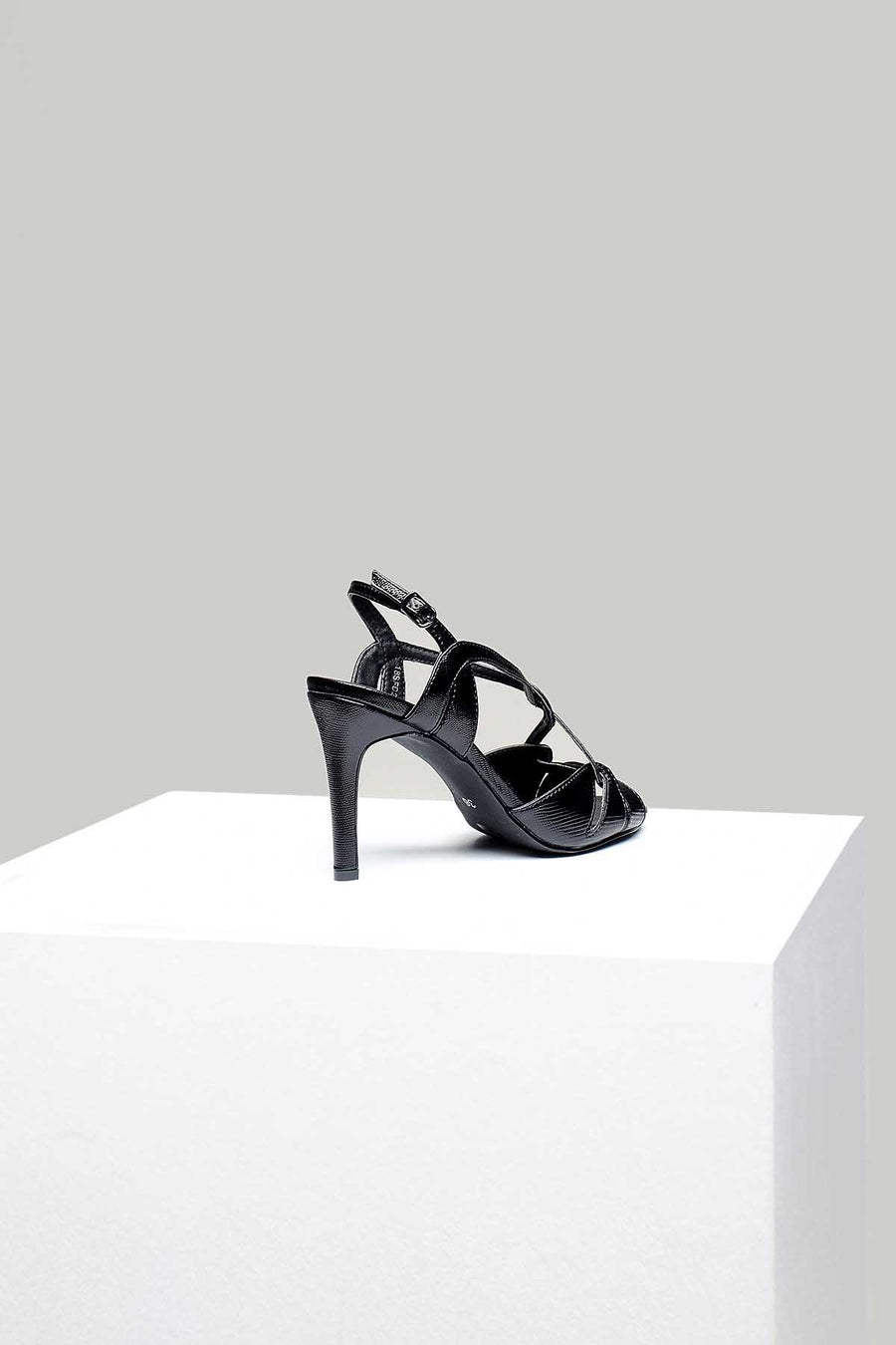 Women's Black Faux Leather Sandals